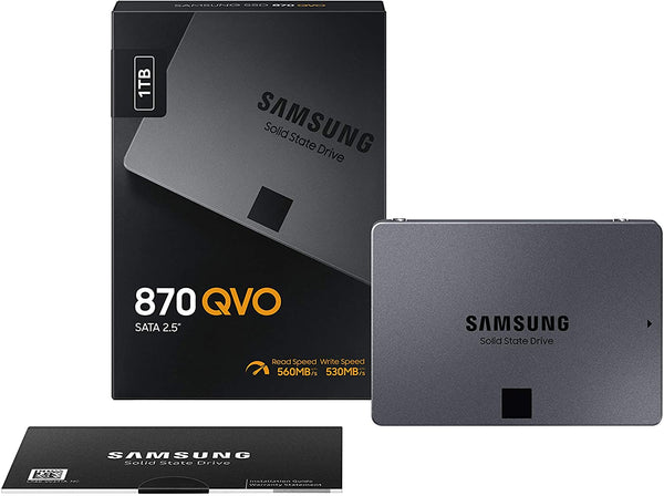 Samsung SSD 870 QVO 1TB (MZ-77Q1T0), SATA 2.5 Inch, Internal Solid State Drive) - Grey