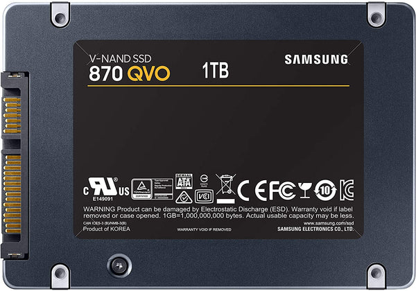 Samsung SSD 870 QVO 1TB (MZ-77Q1T0), SATA 2.5 Inch, Internal Solid State Drive) - Grey